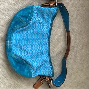 Turquoise and tan Coach small hobo GUC